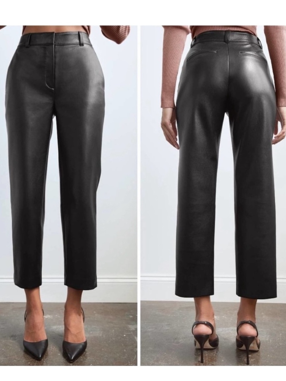 NWT Aritzia Babaton Command Cropped Pant Black Vegan Leather Trouser Faux sz 6